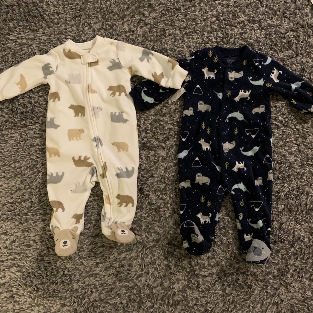 Two size 6 months fleece pjs